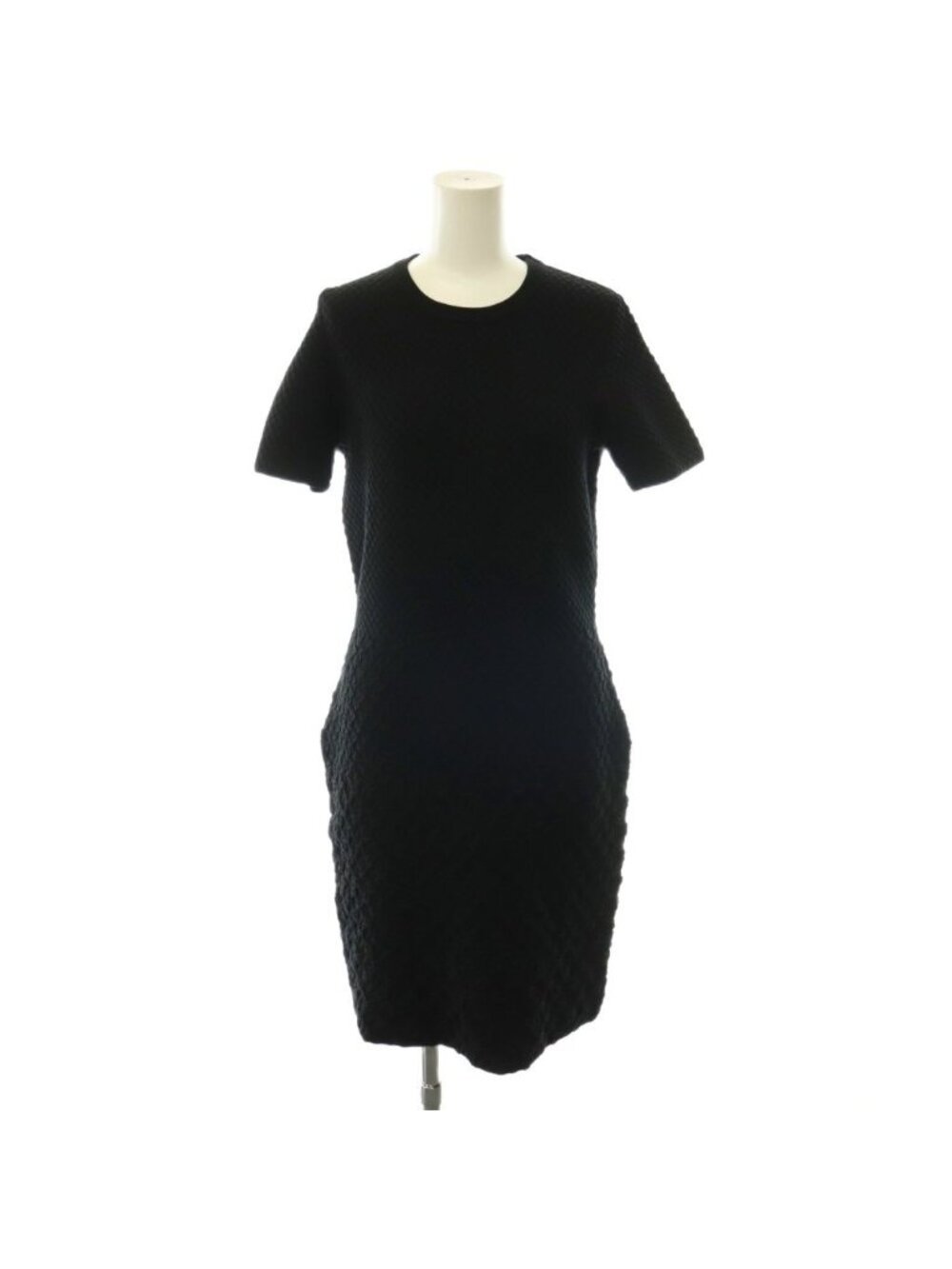 Prada Wool Ruffle Knit Dress Pullover Fitted Jacquard Black 44